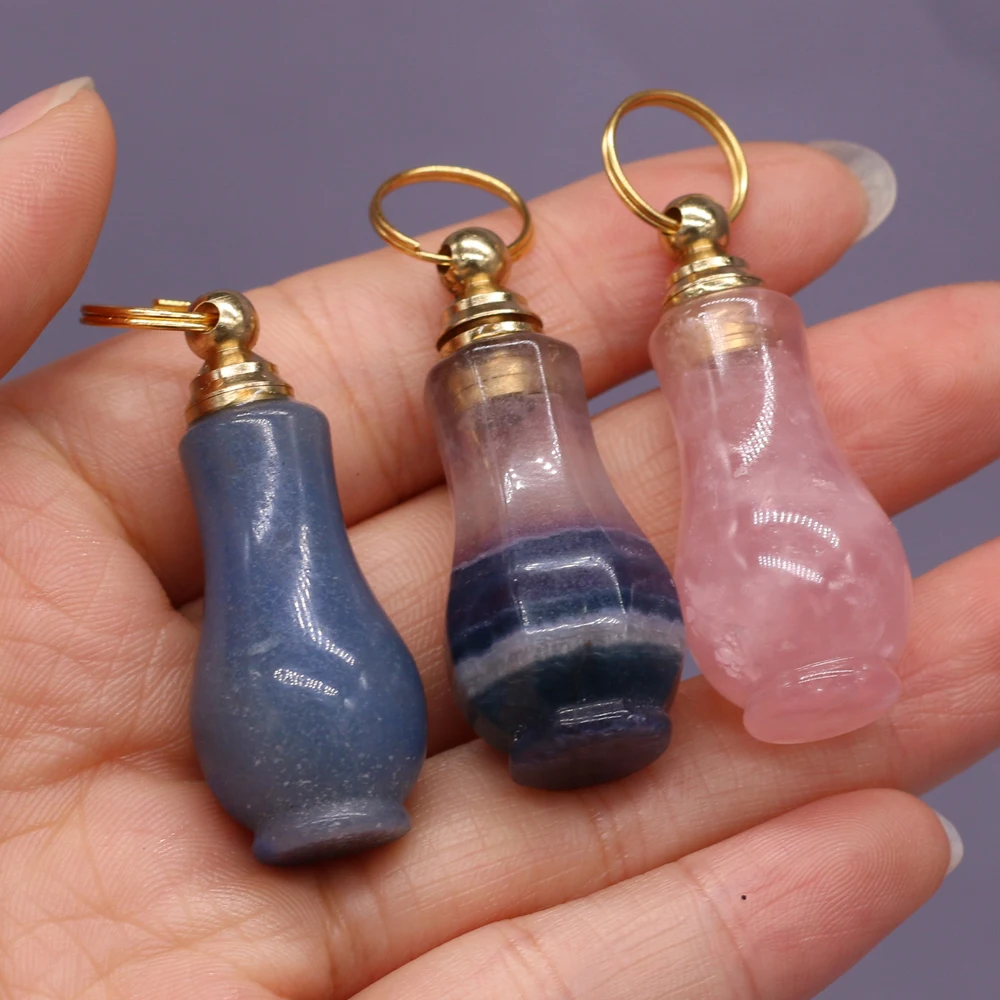 

Natural Stone Crystal Pendants Fluorite Perfume Bottle Charms Necklace Accessory for Jewelry Making Women Party Gifts