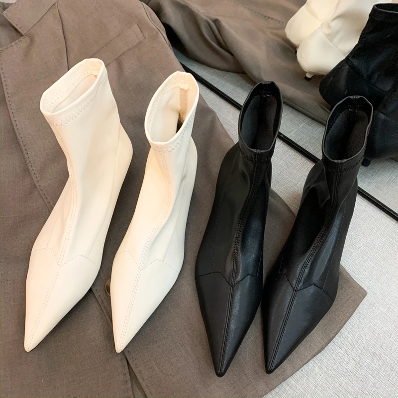 Демисезонные женские ботинки челси на высоком каблуке ботильоны ручной работы