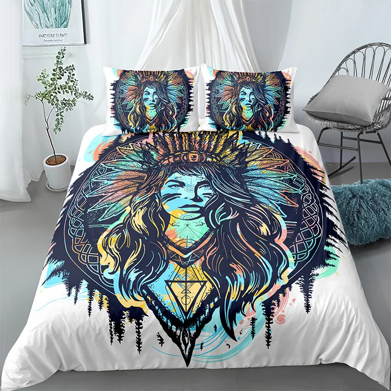 

Luxury Bohemian Home Decor Skull Bedding Set 2/3pcs 3D Black White Color Duvet Cover Pillowcase Printed Bed Sets