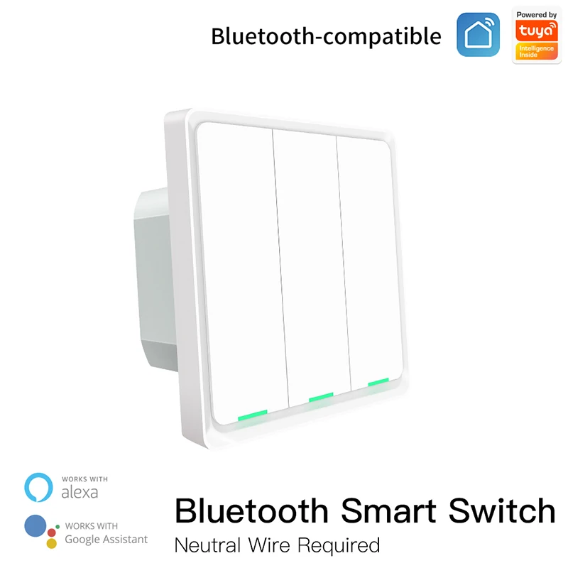 

Tuya Bluetooth-compatible Smart Light Switch Voice Control Wireless Wall Switches Remote With Alexa Google Home 1/2/3 Gang