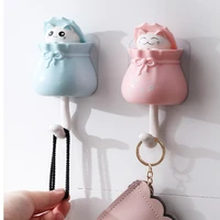 2pcs creative invisible kitty hook new key hangers strong adhesive mountable wall hookcoat hat home decoration accessories