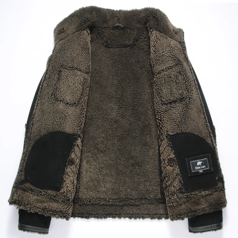 AYUNSUE мужская куртка из натуральной кожи зимнее пальто короткой овечьей шерсти