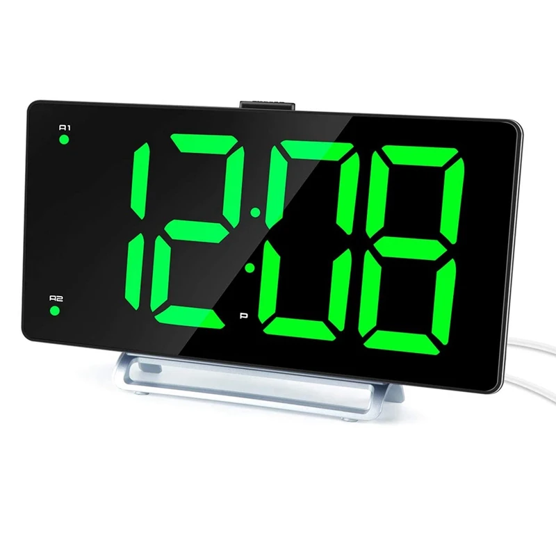 LED Digital Display Dual Alarm With USB Charger Port For Seniors Simple Bedside Number Clocks Bedrooms | Дом и сад