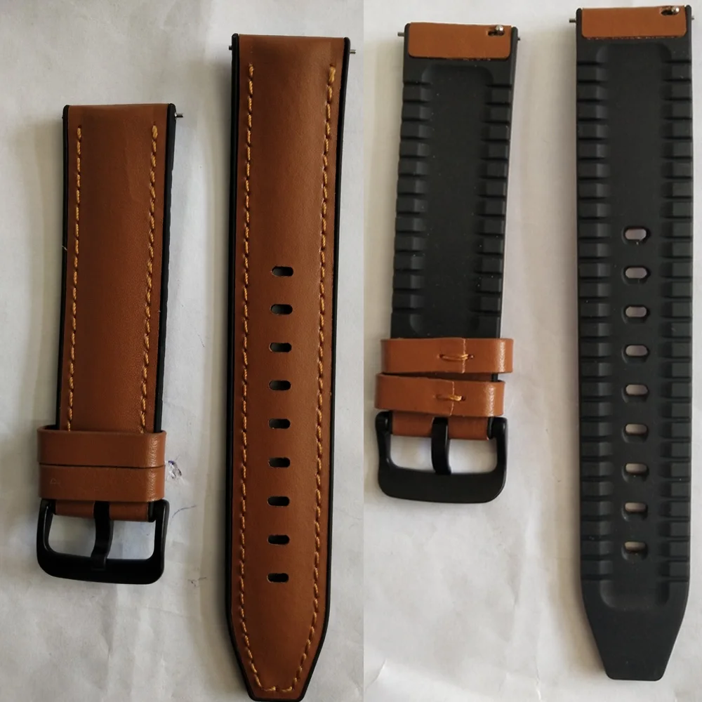 Ремешок из кожи и силикона для смарт-часов Ticwatch Pro 3 22 мм сменный спортивный