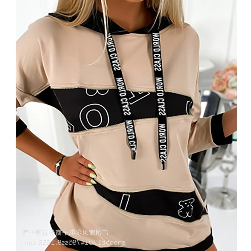 

Женская толстовка с капюшоном Mandylandy, длинные толстовки с длинными рукавами и карманами, осенние длинные толстовки в стиле пэчворк