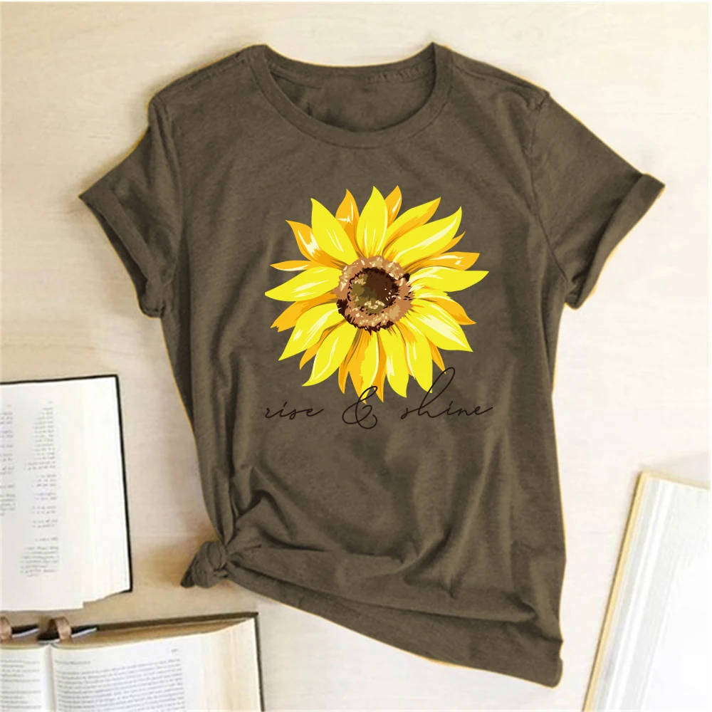 Защита от солнца с цветочным и буквенным принтом Футболка для женщин футболки