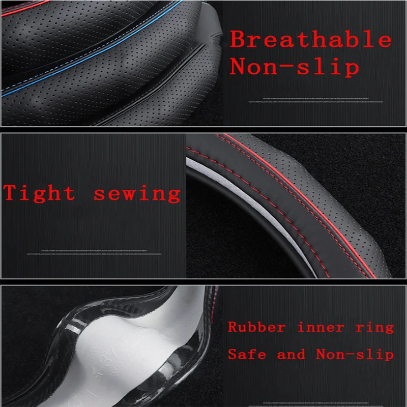 

Suitable for Modern Kia Accent Matrix Elantra Car Styling Car Carbon Fiber Leather Steering Wheel Cover Interior Accessories 38m