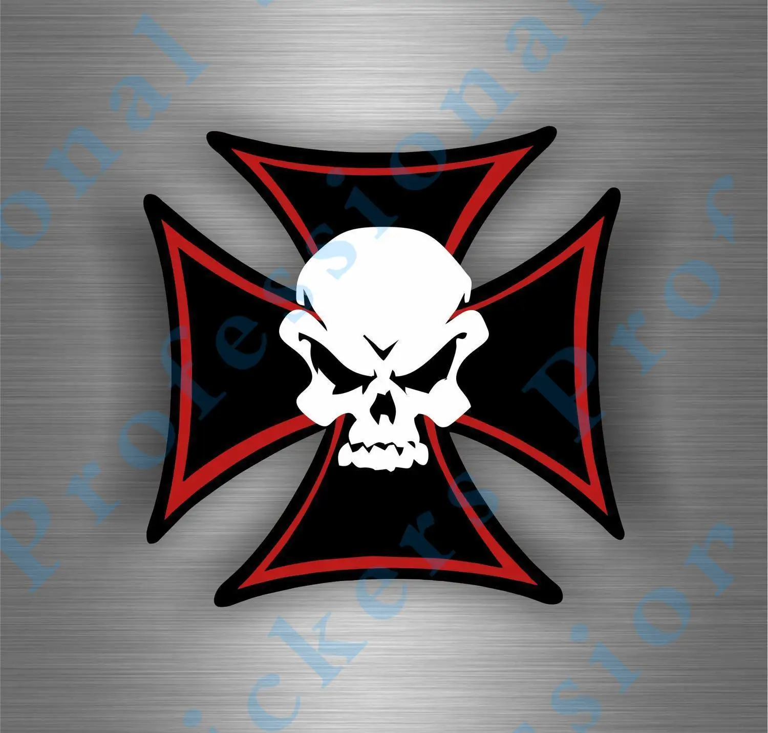 

Hot Sell Sticker Car Motorcycle Helmet - Maltese Cross Skull Biker Reflective PVC Vinyl Sticker Decal for Car Laptop Luggage