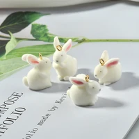 cute cute plush rabbit little bunny stereo resin pendant diy ornament ear stud pendant material accessories 2pcs