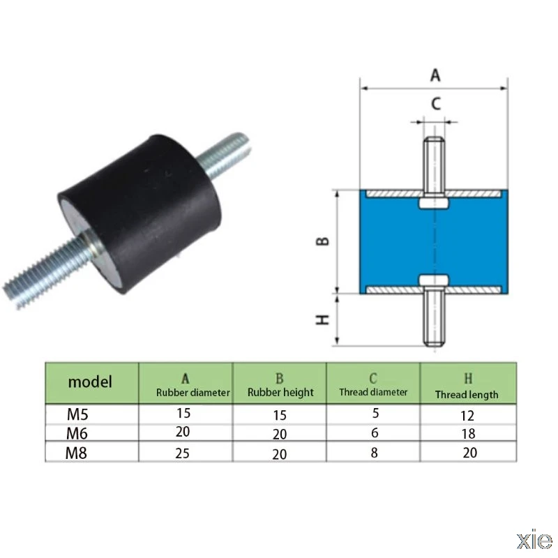 Резиновое Крепление M5/M6/M8 поглотитель с двойной наружной резьбой
