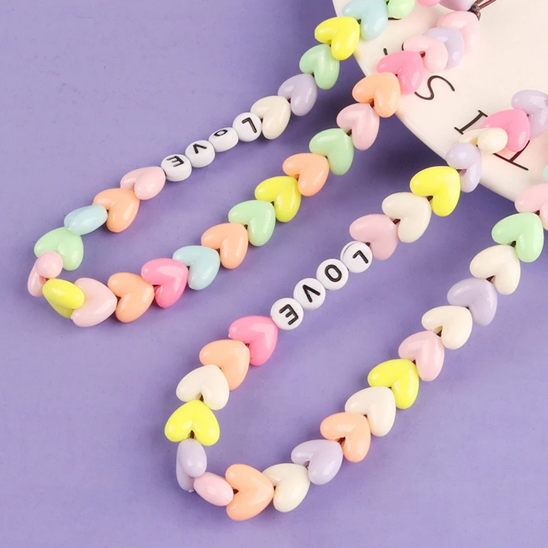 wheat ears bracelets phone charm acrylic love letters beaded wrist strap keychain on the phone lanyard rope accessories free global shipping