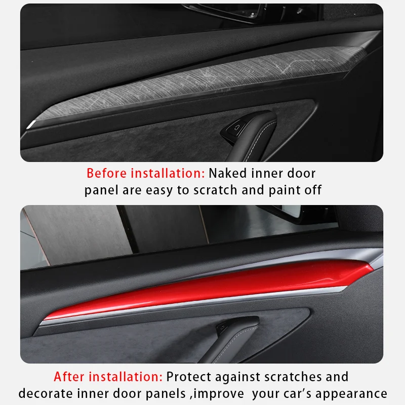 For Tesla Model 3 2021 Accessories Car Door Decoration Sticker ABS Carbon Fiber Model Y Front Door Decoration Sticker
