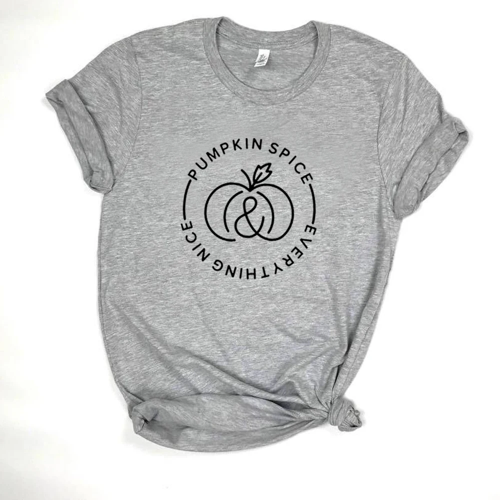 Футболка женская с графическим рисунком тыквы и специй модный топ круглым