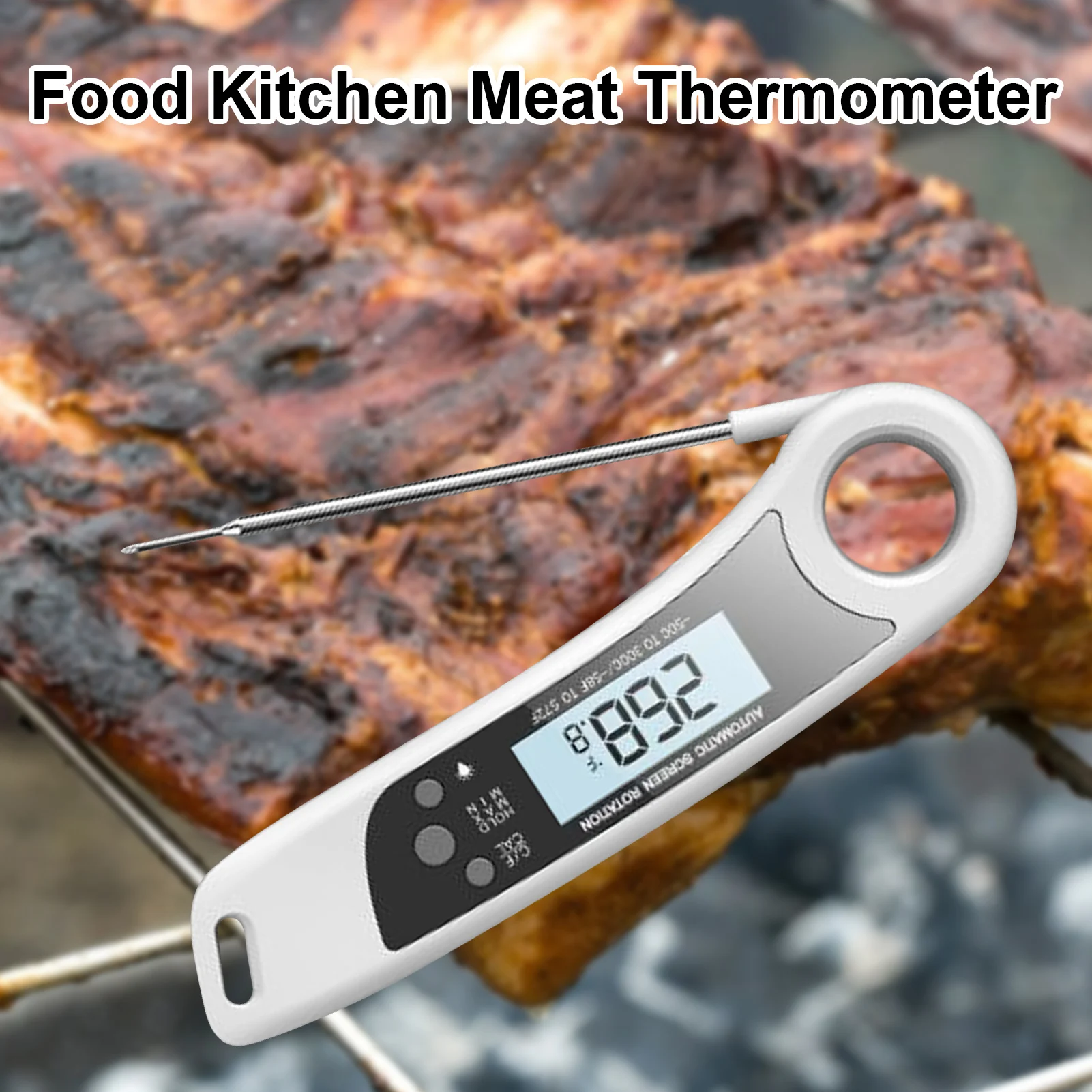 

Food Kitchen Meat Thermometer BBQ Waterproof Thermometer Barbecue BBQ Pit Smoker Grill Thermometer Temp Gauge Cooking Tools