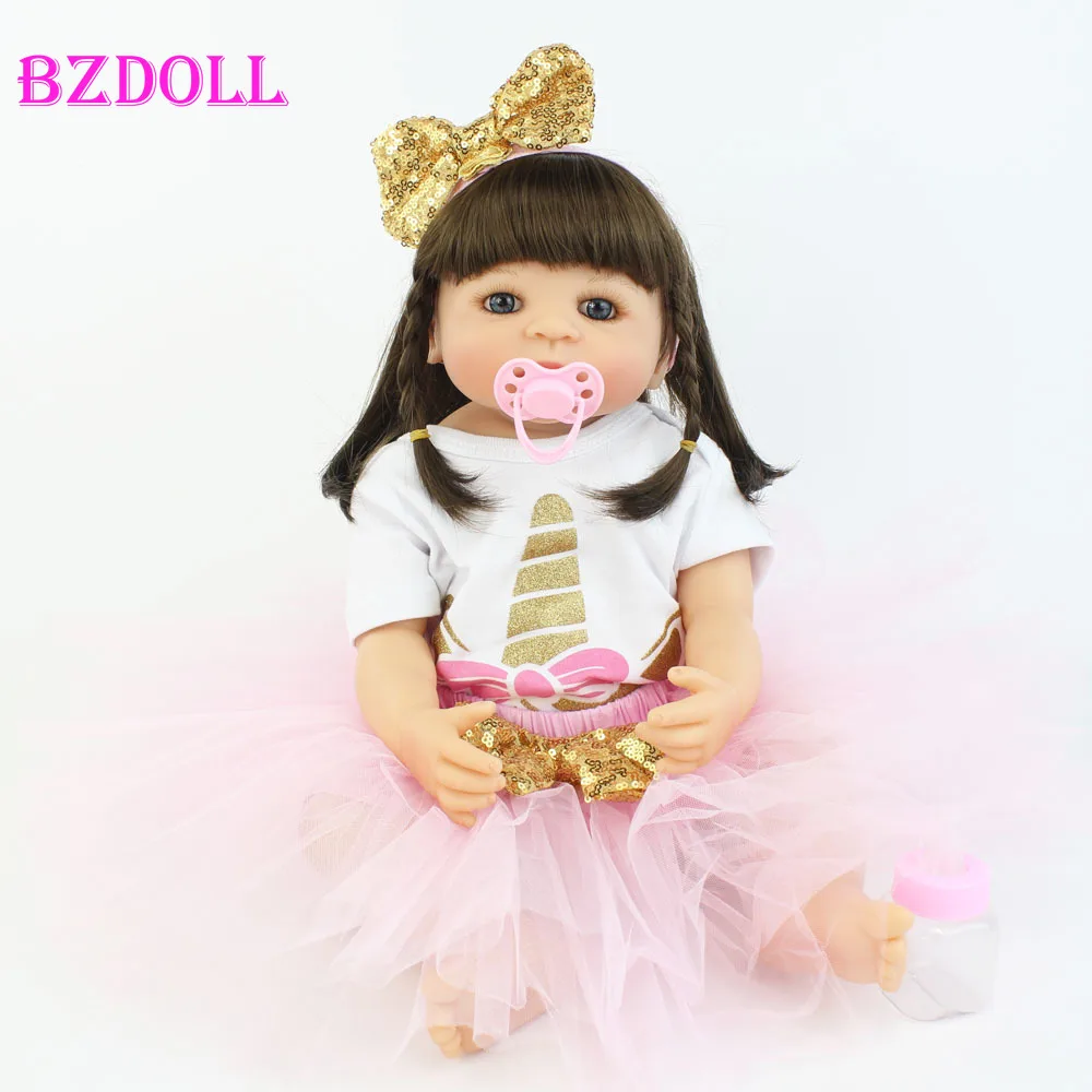 55 см Оригинальные Полностью закрытые силиконовые виниловые куклы Новорожденные