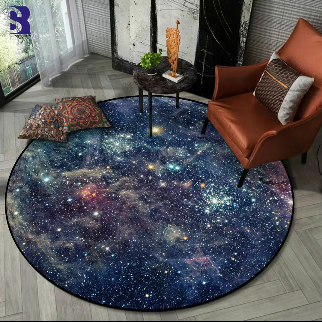 

SunnyRain 1-piece Printed Universe Carpet and Rug for Living Room Kids Room Area Rugs Round Rugs for Bedroom