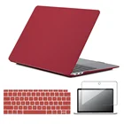 Жесткий Чехол для ноутбука Apple Macbook Air 11Air 13 Pro, 1315 прорезиненный матовый винно-красный корпус + крышка для клавиатуры США + защита экрана