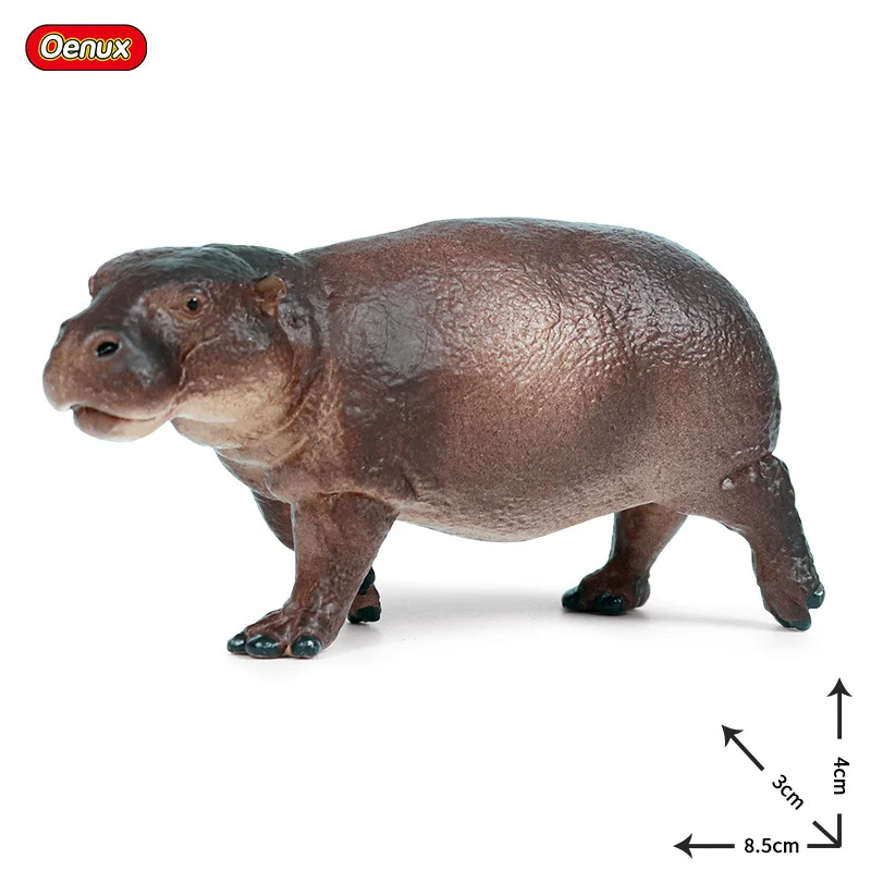 

8.5*3*4 Children's simulation solid animal model Little Rhino Hippo Wild Animal World Set Decoration Toy