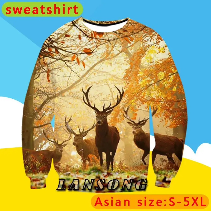 

LIASOSO Deer Are Seen In The Woods Hoodies 3d Print Clothes Sweatshirt Hoodies Harajuku Fashion Hoodie Men