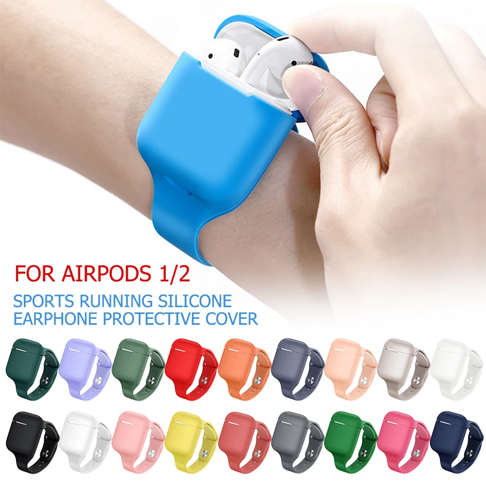 

For AirPods 1 2 TPU Soft Silicone Earphone Case Watch Strap sports running earphone case for Airpods 2 1 Shockproof Cover Cases