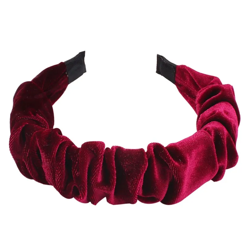 dark purple Женская элегантная бархатная повязка на голову зимняя модная повязка на волосы "тюрбан" простые однотонные винтажные аксессуары для волос Новые поступления F11831 - Окраска металла: dark purple