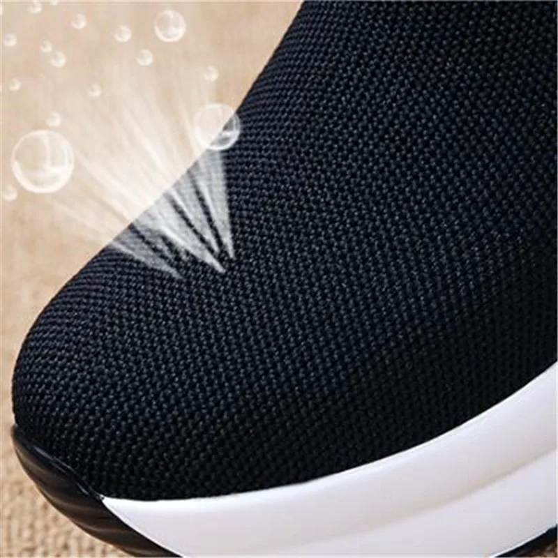 

Women's Sock Boots Platform Wedges Ankle Boot Autumn Winter Warm Short Boot Height Increasing 2020 Fashion High Heel Shake Shoes