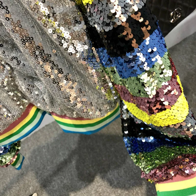 Бейсбольное Пальто Harajuku бейсбольное пальто с радужными блестками и бисером