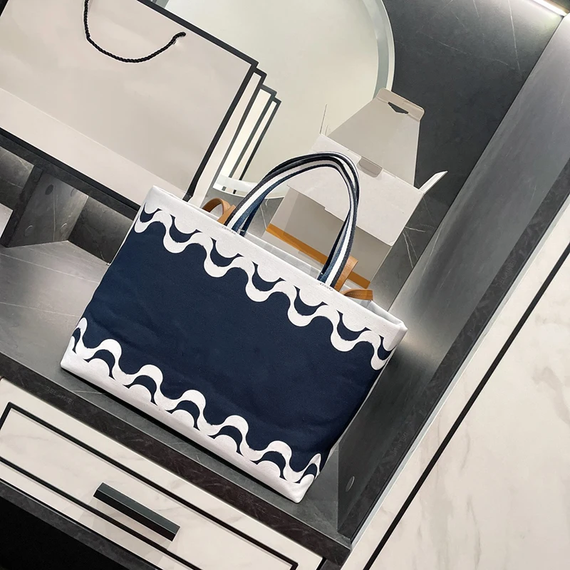 

Высококачественная Брендовая женская холщовая пляжная сумка-тоут с логотипом, дизайнерская сумка-шоппер, роскошная с пылесборником, больш...