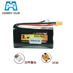 Литий-ионный Аккумулятор 7,4 в 2000 мАч 20C 18650 для Huina 580550 583 582 запасная часть для радиоуправляемого автомобиля дрона 2S 7,4 В батарея xt30 разъем 1 шт. на 3 шт.