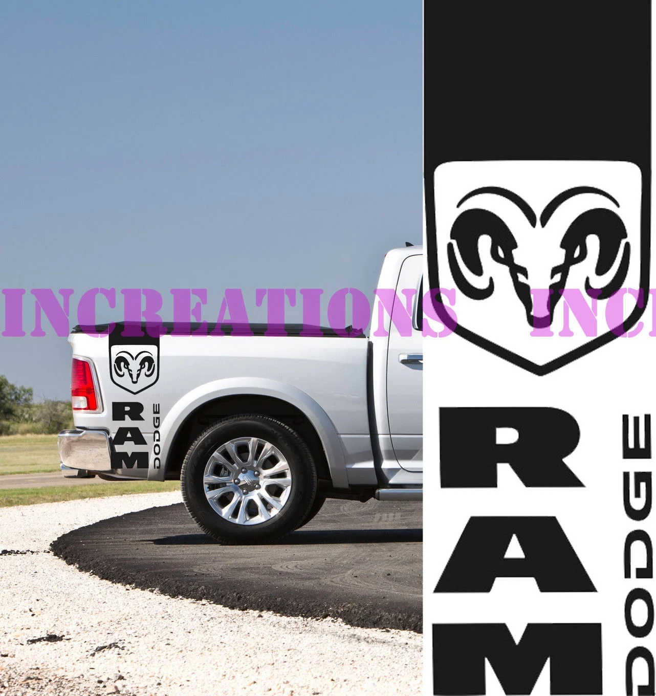 

For Universal 1Set/2Pcs Dodge Ram Rear Bed Stripes Truck Decals Mopar Stickers Set of 2 Racing 154a