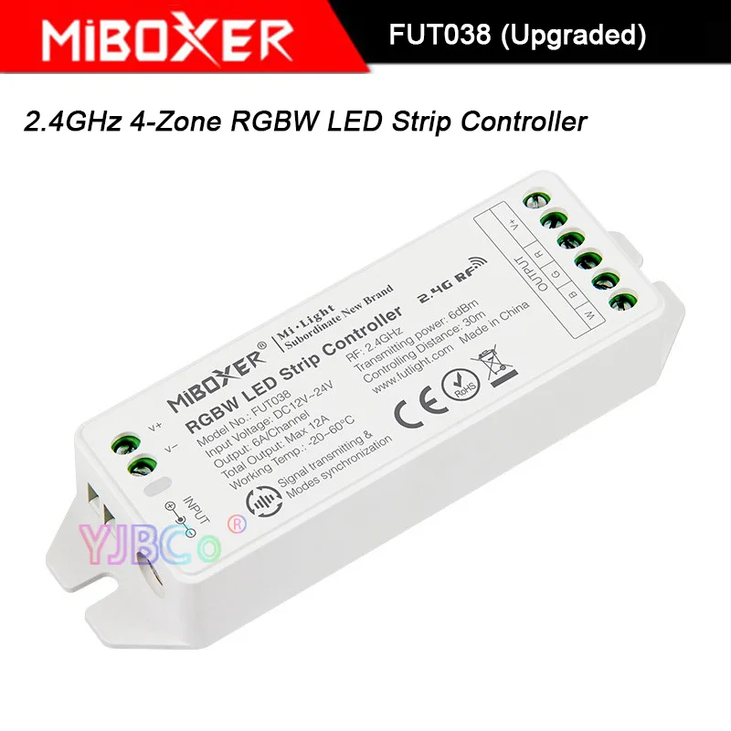 

FUT038 (Upgraded) DC12V~24V RGBW led lamp tape dimmer Miboxer 2.4GHz 4-Zone RGBW LED Strip light Controller