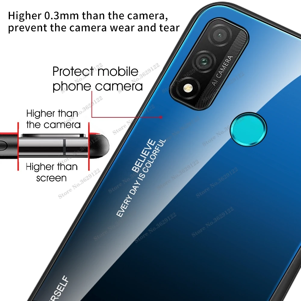 Luxury Tempered Glass Case For Huawei P Smart Plus Colorful Back Cover For Huawei P30 P20 Pro Lite P50 Pro P40 Lite E Phone Case