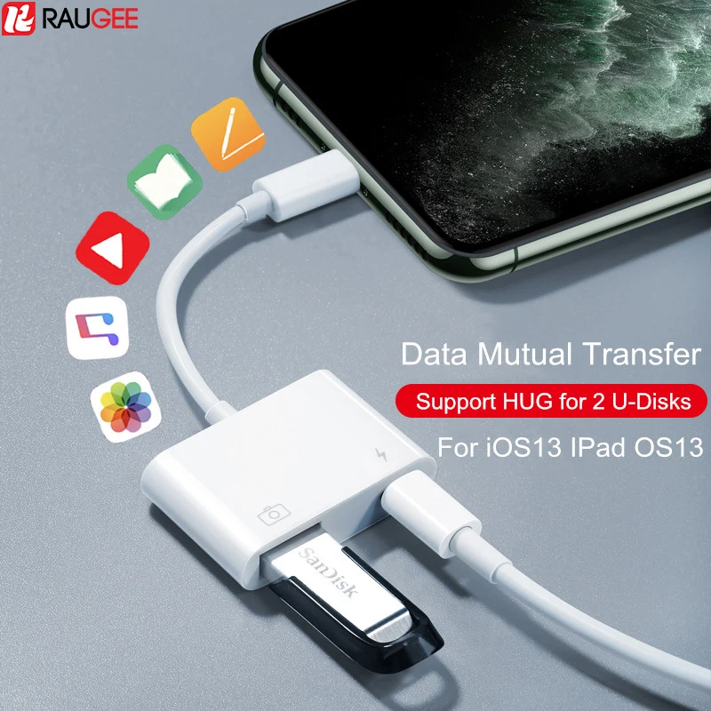OTG адаптер для Lightning USB флэш накопитель кардридер камера Мышь Клавиатура