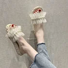 Босоножки женские, с жемчугом, на толстой подошве, для лета