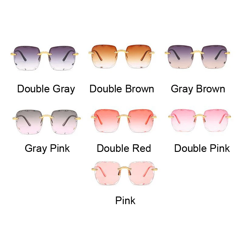 

Designer Square Sunglasses Women Luxury Brand Rimless Sun Glasses Female Fashion Big Frame Plastic Gradient Oculos De Sol