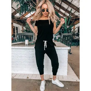 Сексуальный комбинезон, Женский Длинный комбинезон, черный комбинезон с открытыми плечами, женские комбинезоны, боди, женский