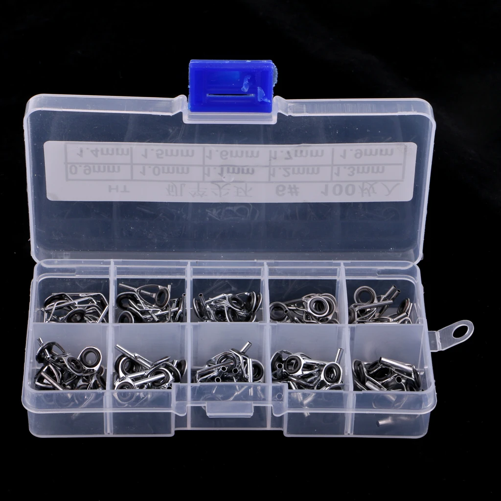 

100pcs Stainless Steel Ceramic Fishing Top Rings DIY Pole Repair Kit Line Guides Eyes Replacement Tackles for Fishing Lovers
