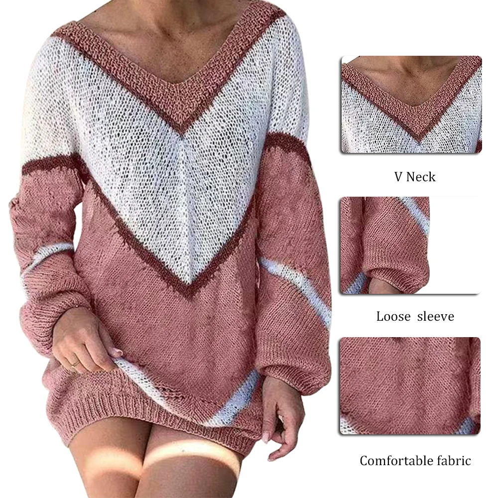 Nice Women Sexy Knitted Sweaters Autumn Low Cut Lace Patchwork Knitwears Long Sleve Blouse Tops Fall Geometric Female Outwears | Женская