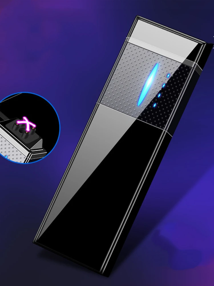 

Windproof Dual Arc Lighter Plasma Rechargeable USB Cigarette Lighter Electric Metal Lighters With LED Power Display Men Gadgets