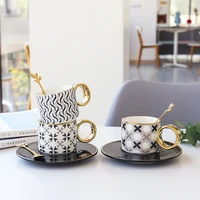 2021 new light luxury ceramic coffee set 150ml coffee cup and saucer spoon set creative design