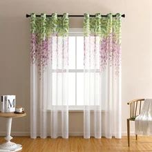 Xtmyi pastoral tule sheer cortinas para sala de estar quarto casa voile colorido floral planta impresso gaze cortina tecido (2)