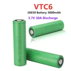 Аккумулятор VTC6 18650 3000 мАч, 3,7 в, 30 а, с высоким разрядом 18650, перезаряжаемые батареи для фонариков US18650VTC6, аккумулятор для инструментов