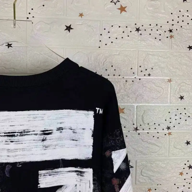 

2019 spring and autumn new fashion brand ow fireworks round neck Pullover bottomed sweater