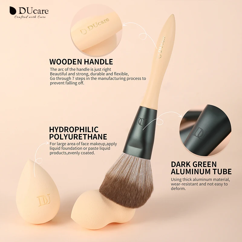 DUcare 14pcs Makeup Brushes Set Kabuki Foundation Blending Brush Face Powder Blush with 3Pcs Spong & Cosmetic Bag | Красота и