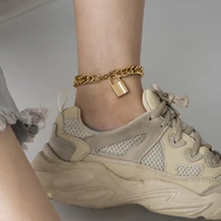 ae canfly new 2020 fashion retro punk lock pendant anklet woman simple personality neutral anklet jewelry gift wholesale