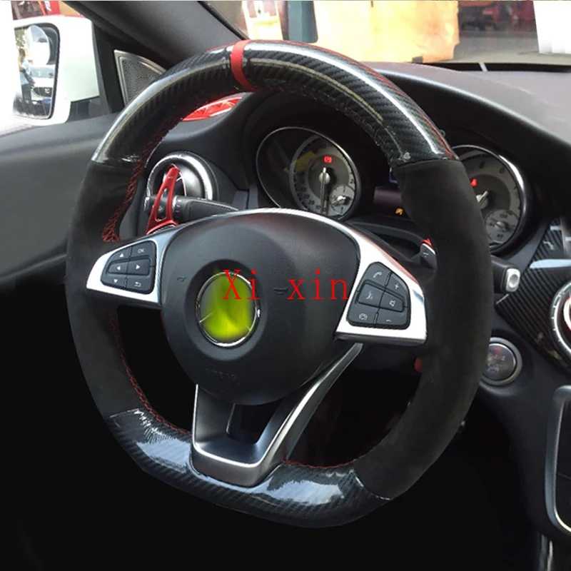 Чехол на руль из углеродного волокна и замши ручной работы для Mercedes-Benz A/E Class C cla glc