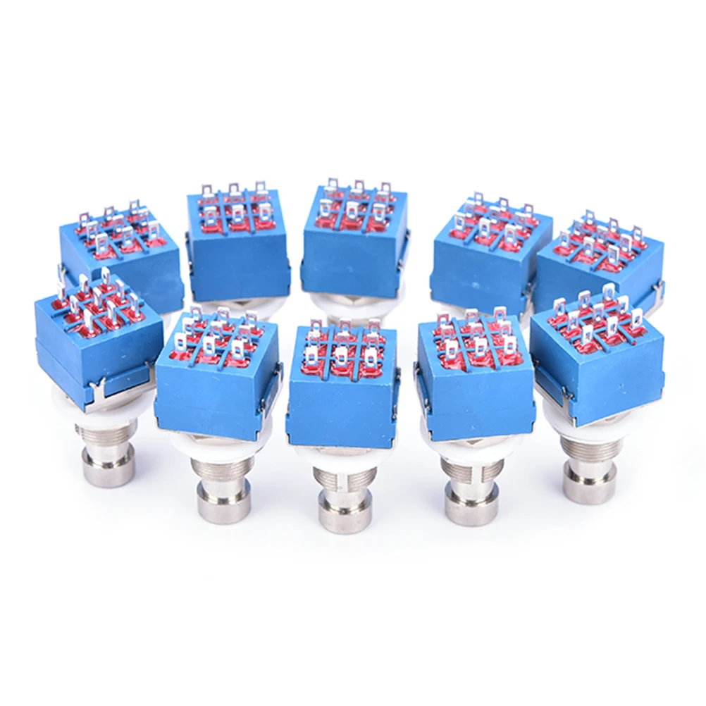 

High Quality 10Pcs 9pin 3PDT Guitar Effects Pedal Box Stomp Foot Metal Switch True Bypass Guitar Parts Accessories