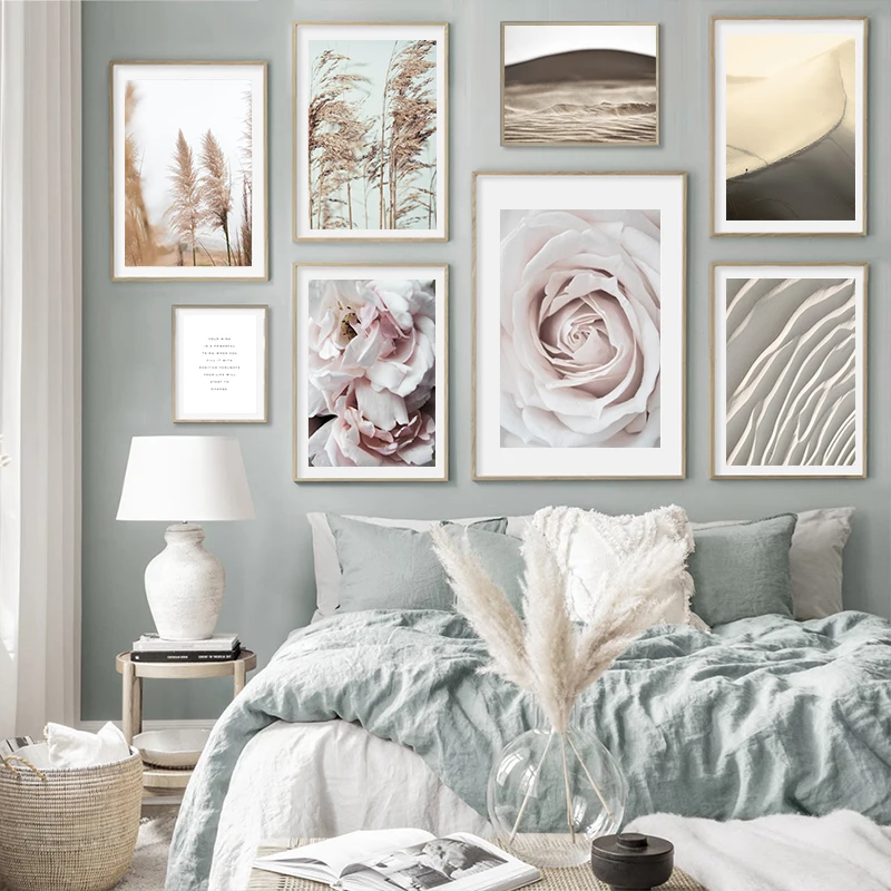 

Скандинавская природа пейзаж живопись холст Рид цветок пустыни простой текст постер на стену скандинавский принт современная абстрактная ...