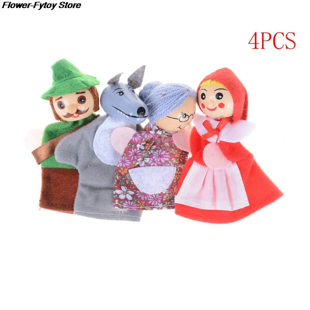 4PCS/Set Storytelling Doll Fairy Tale Little Red Riding Hood Finger Puppets Kids Children Baby Educational Toys Color Random
