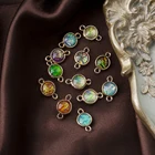 DoreenBeads AB Радужный цвет Aurora Borealis соединители круглые светильник-золотые небесно-голубые цветные браслеты ювелирные изделия DIY комплектующие, 5 шт.